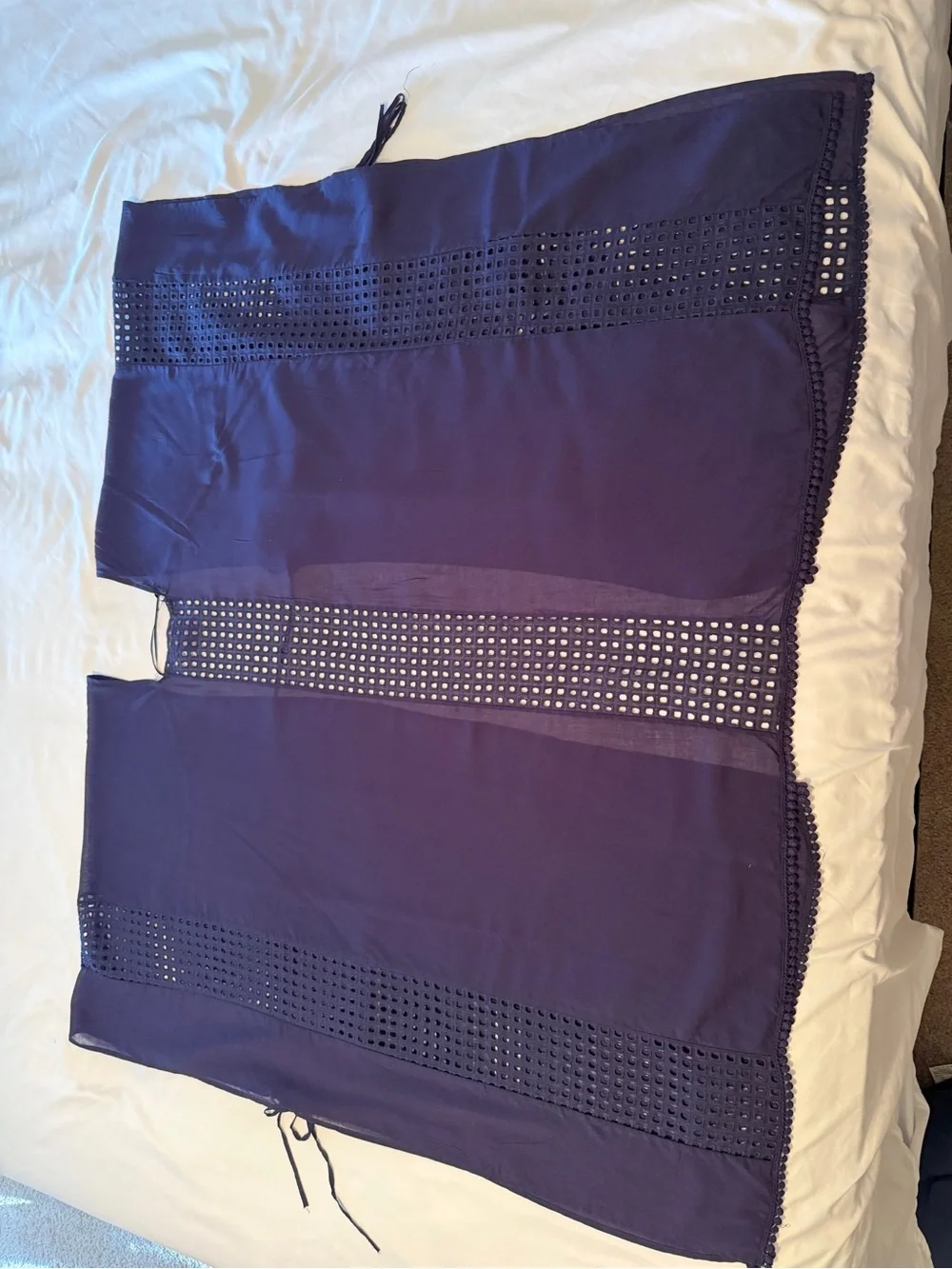 Vince Camuto Navy Crochet-Panel Cover-Up